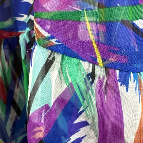 GuyBaxter Abstract Print Plunge Sheer Unlined Art Wear Dress Multicolor Size 6 - Picture 8 of 10